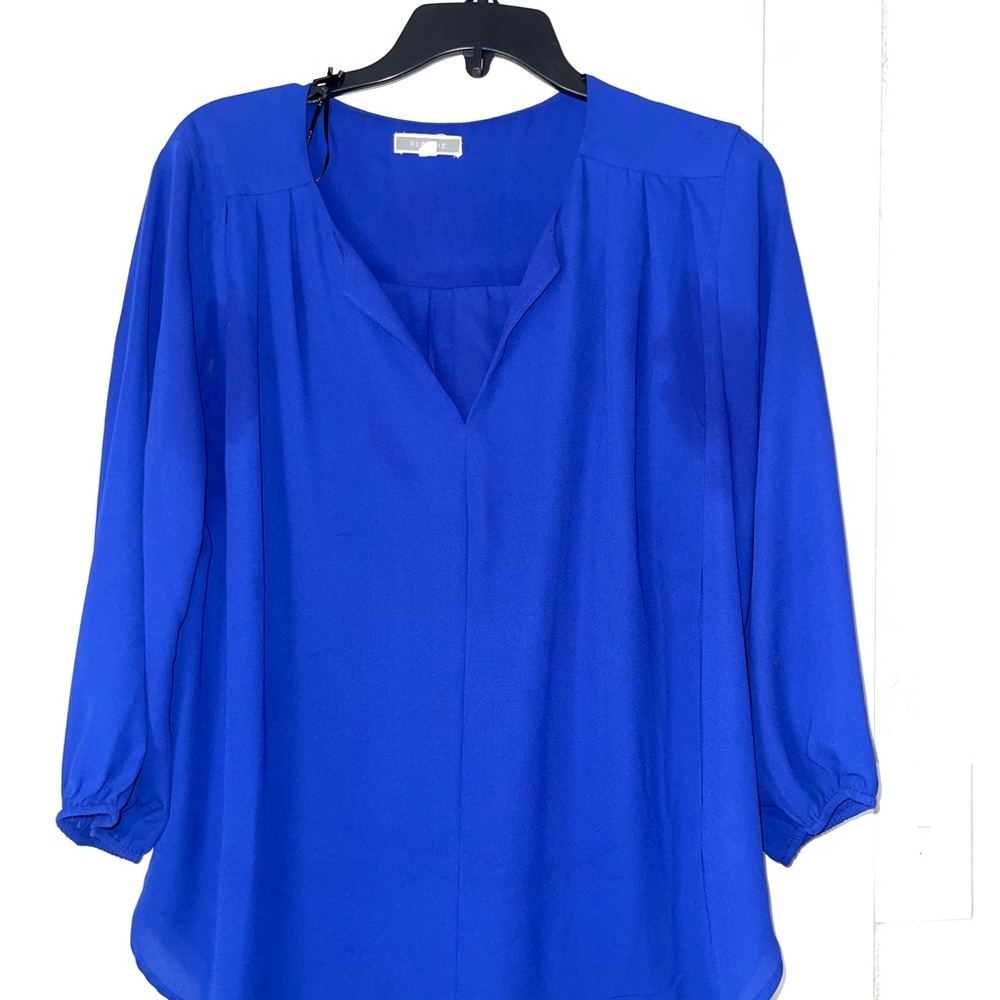 Pleione Blue 3/4 Sleeve Relaxed Blouse